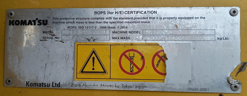 Bager točkaš Komatsu PW180-10: slika 18