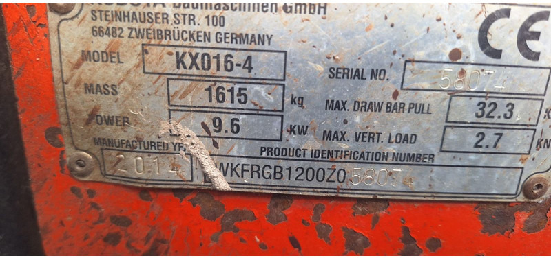 Kubota KXo 16-4 Minibagger 1-hand Deutsche Maschine - Mini bager: slika 5 Kubota KXo 16-4 Minibagger 1-hand Deutsche Maschine - Mini bager: slika 5