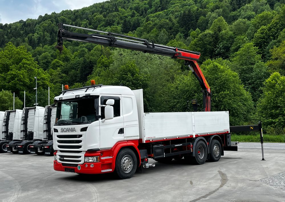 Scania G450 // 6x2// Skrzynia 6.40x2.49 // HDS Palfinger // Oś skrętna podnoszona // - Kamion sa tovarnim sandukom, Kamion sa dizalicom: slika 1 Scania G450 // 6x2// Skrzynia 6.40x2.49 // HDS Palfinger // Oś skrętna podnoszona // - Kamion sa tovarnim sandukom, Kamion sa dizalicom: slika 1