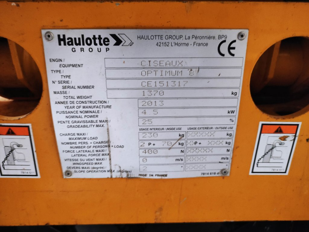Haulotte OPTIMUM8 - Lift u obliku makaza: slika 5 Haulotte OPTIMUM8 - Lift u obliku makaza: slika 5