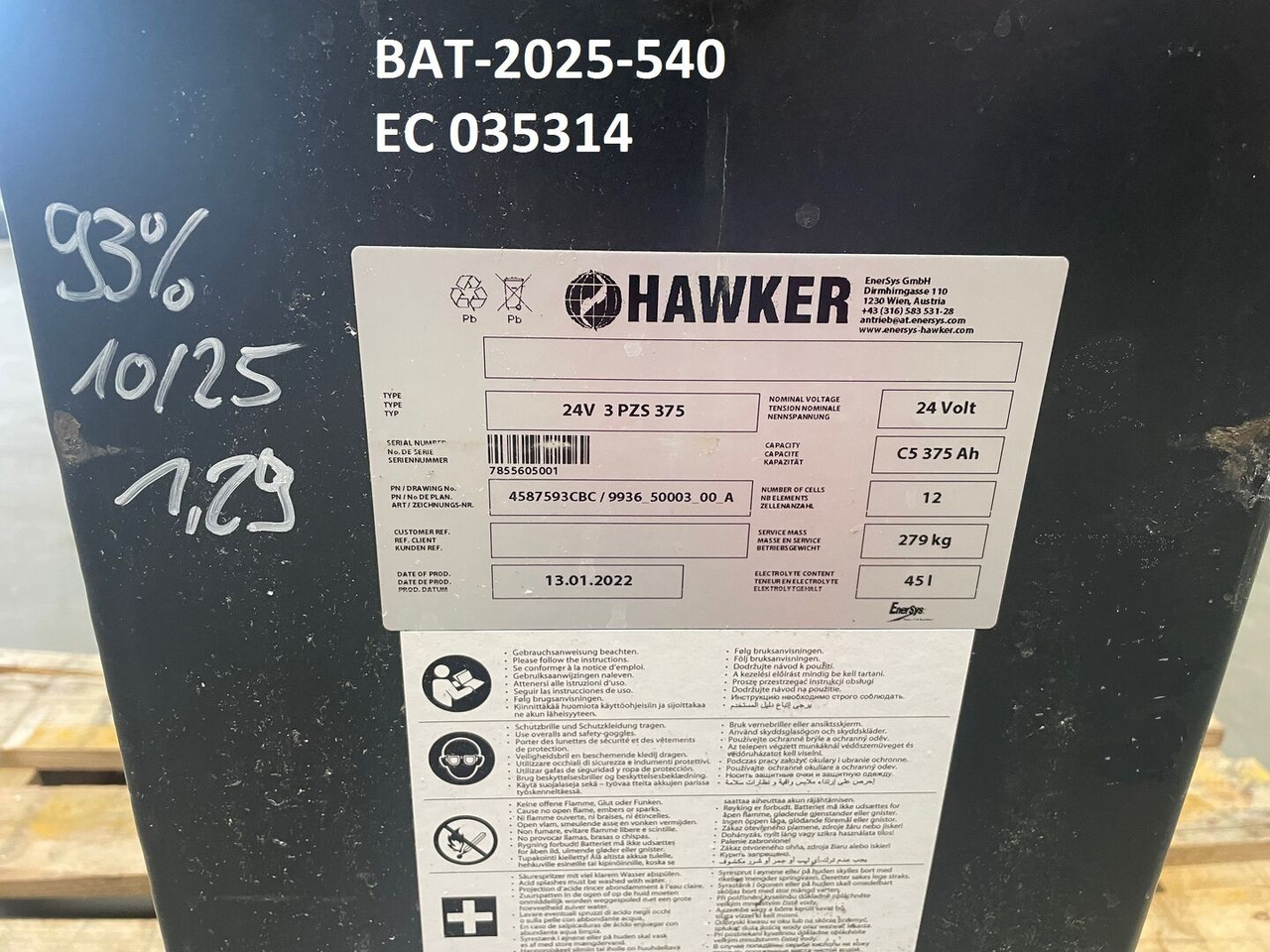 Hawker 24 Volt I 3 PZS 375 - Baterija za Oprema za rukovanje materijalima: slika 5 Hawker 24 Volt I 3 PZS 375 - Baterija za Oprema za rukovanje materijalima: slika 5