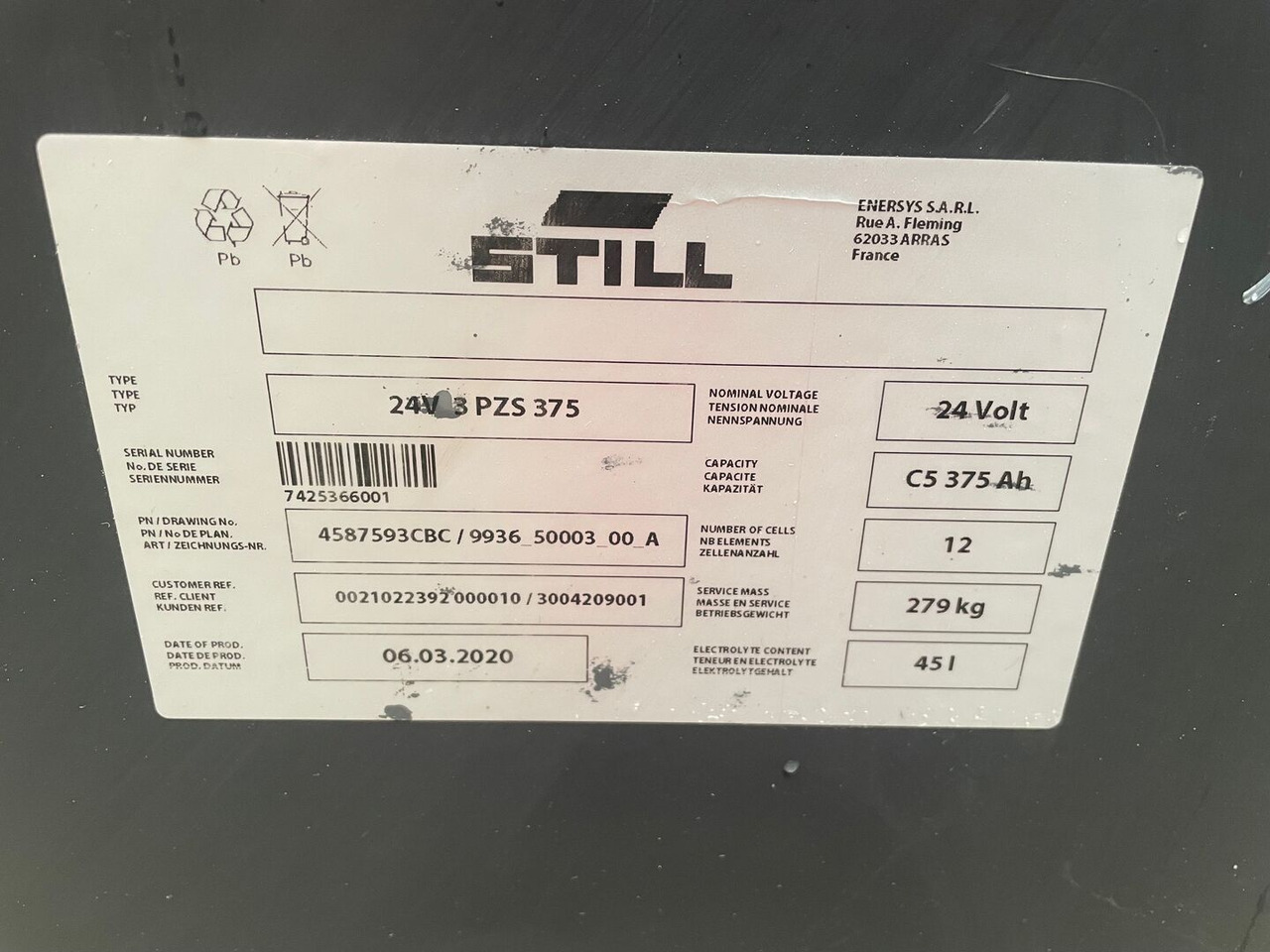 Hawker 24 Volt I 3 PZS 375 - Baterija za Oprema za rukovanje materijalima: slika 2 Hawker 24 Volt I 3 PZS 375 - Baterija za Oprema za rukovanje materijalima: slika 2