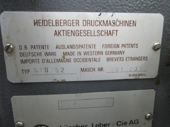 Ofset mašina HB GTO 52: slika 10 Ofset mašina HB GTO 52: slika 10