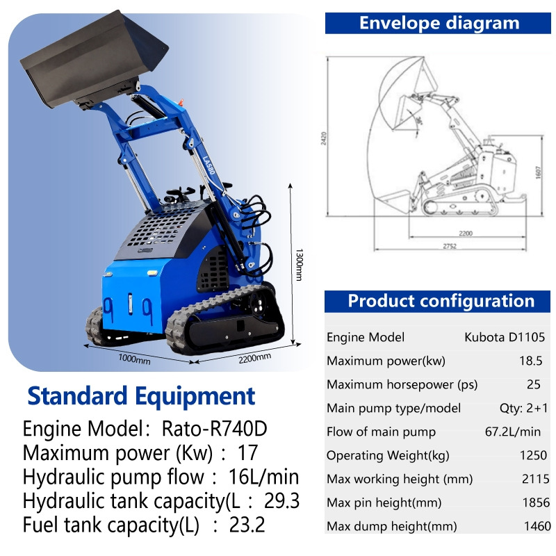 LEZUM Free Shipping LA380 Mini Skid Steer Loader Compact Track Diesel Cheap Mini Skid Steer Loader For Sale With Mini Skid Steer Attachments 4 In 1 Bucket - Mini utovarivač: slika 2 LEZUM Free Shipping LA380 Mini Skid Steer Loader Compact Track Diesel Cheap Mini Skid Steer Loader For Sale With Mini Skid Steer Attachments 4 In 1 Bucket - Mini utovarivač: slika 2