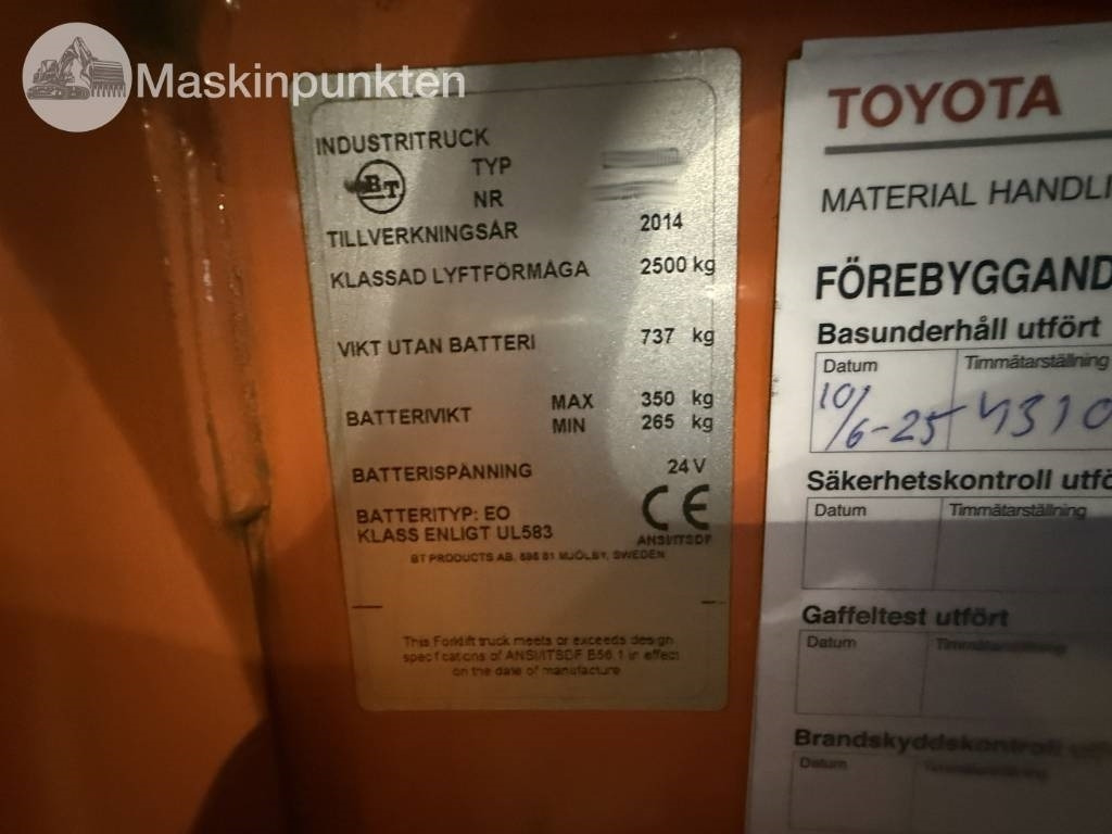 Električni viljuškar Toyota BT LPE 250: slika 6 Električni viljuškar Toyota BT LPE 250: slika 6