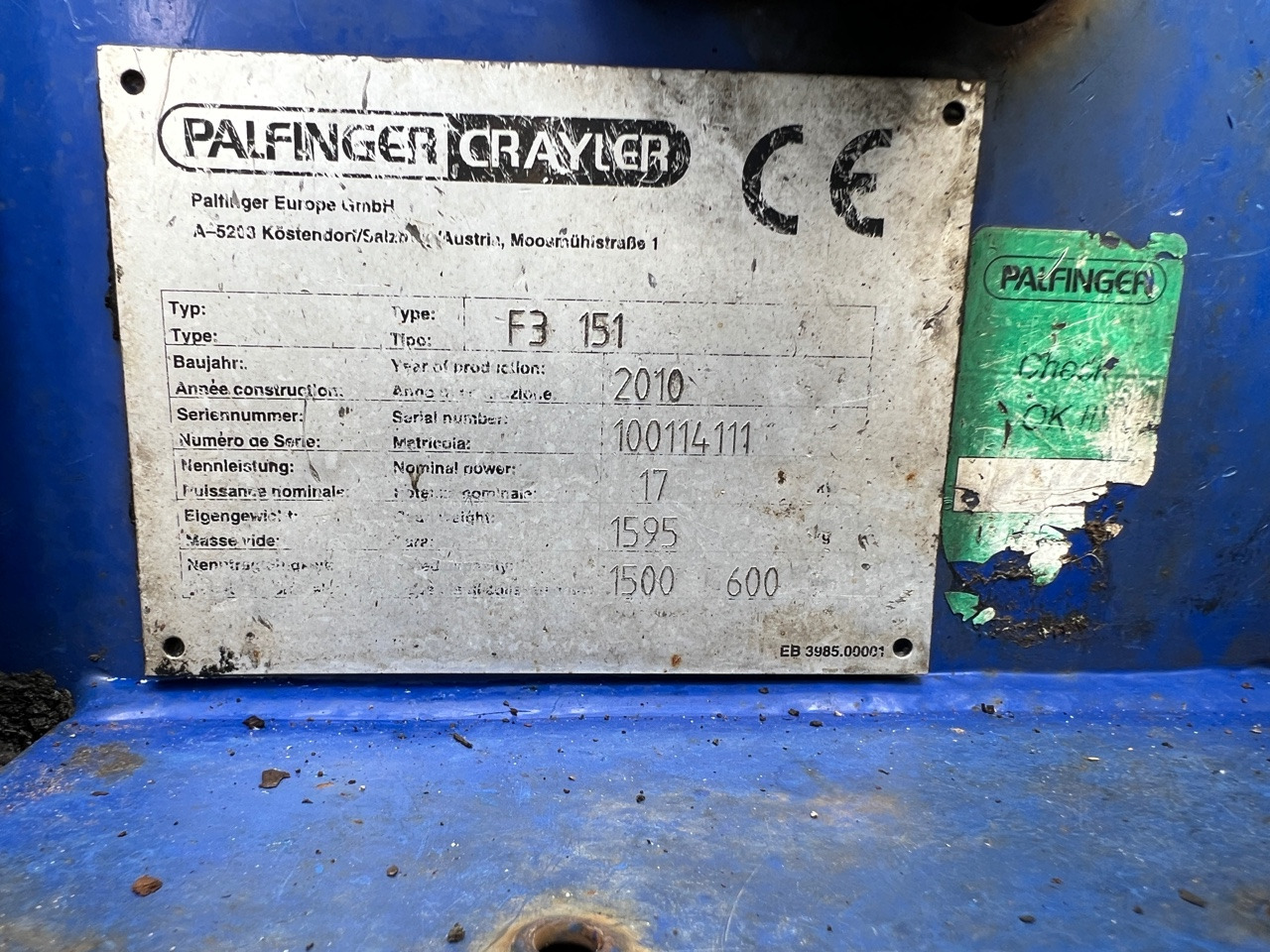 PALFINGER CRAYLER PALFINGER CRAYLER F3 151 - Prenosni viljuškar: slika 5 PALFINGER CRAYLER PALFINGER CRAYLER F3 151 - Prenosni viljuškar: slika 5