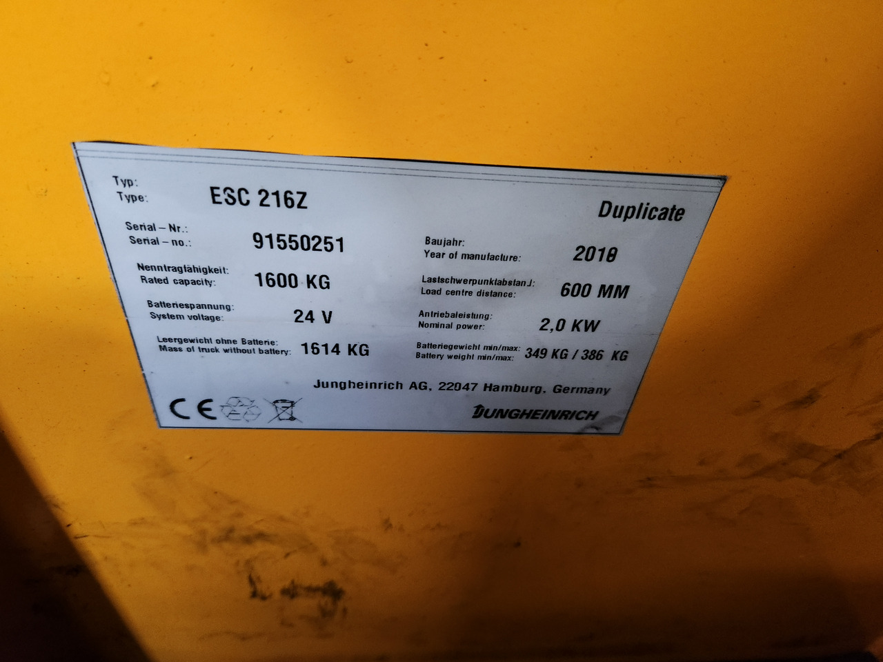 JUNGHEINRICH ESC 216z - Regalni viljuškar: slika 2 JUNGHEINRICH ESC 216z - Regalni viljuškar: slika 2