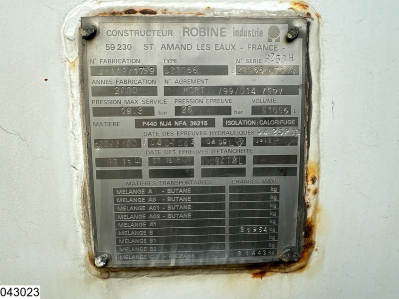 ROBINE Gas 51056 liter, LPG GPL Butane gas, 1 Comp - Poluprikolica cisterna: slika 5 ROBINE Gas 51056 liter, LPG GPL Butane gas, 1 Comp - Poluprikolica cisterna: slika 5