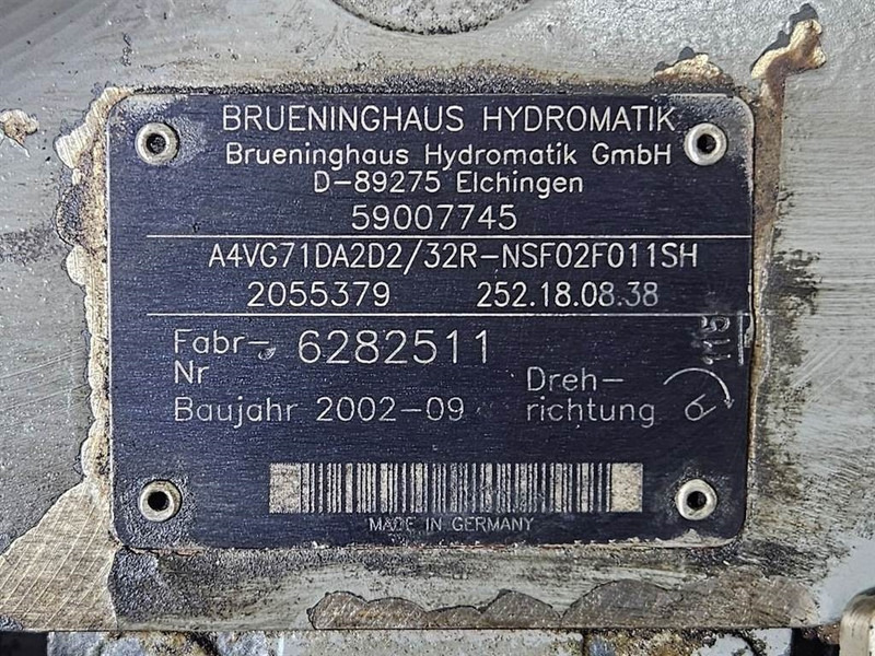 Brueninghaus Hydromatik A4VG71DA2D2/32R-Drive pump/Fahrpumpe - Hidraulika za Građevinska mašina: slika 4 Brueninghaus Hydromatik A4VG71DA2D2/32R-Drive pump/Fahrpumpe - Hidraulika za Građevinska mašina: slika 4