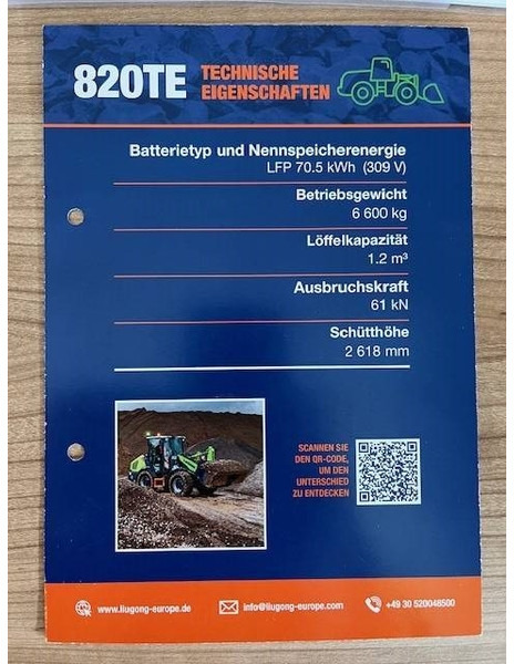 LIUGONG 820 TE vollelektrisch, 6.600 kg, 1.2 cbm - Utovarivač točkaš: slika 4 LIUGONG 820 TE vollelektrisch, 6.600 kg, 1.2 cbm - Utovarivač točkaš: slika 4