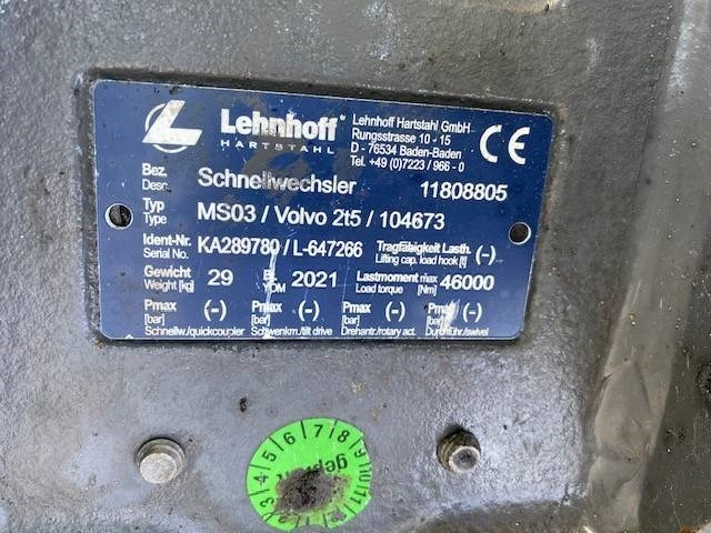 Lehnhoff (99002609) mech. SW Lehnhoff MS 03 - Brza spojnica za Građevinska mašina: slika 3 Lehnhoff (99002609) mech. SW Lehnhoff MS 03 - Brza spojnica za Građevinska mašina: slika 3