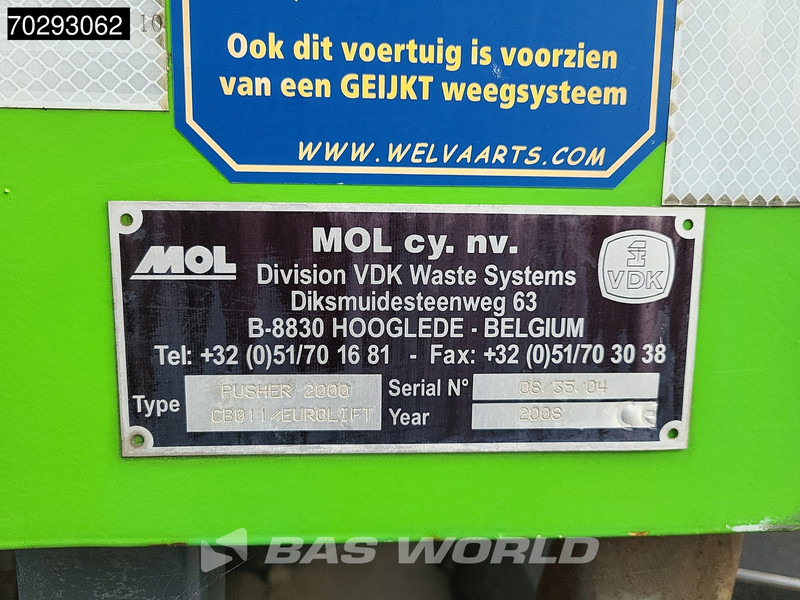 Kamion za smeće DAF CF75.250 6X2 NL-Truck Mol Pusher 2000 CB011/Eurolift Steering-Axle Euro 5: slika 10 Kamion za smeće DAF CF75.250 6X2 NL-Truck Mol Pusher 2000 CB011/Eurolift Steering-Axle Euro 5: slika 10