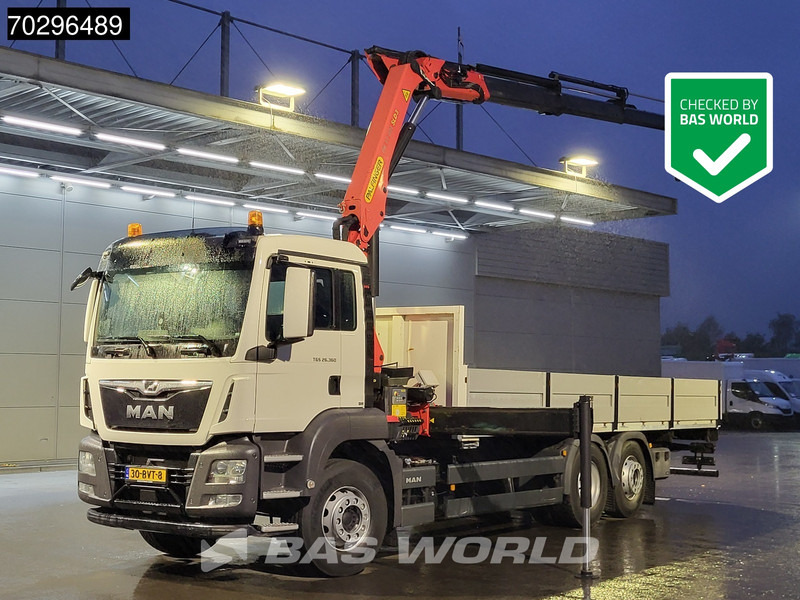 MAN TGS 26.360 TGS 6X2 NL-Truck Palfinger PK17.001 Crane Kran Lift+Steering-Axle Navi Euro 6 Palfinger - Kamion sa tovarnim sandukom, Kamion sa dizalicom: slika 1 MAN TGS 26.360 TGS 6X2 NL-Truck Palfinger PK17.001 Crane Kran Lift+Steering-Axle Navi Euro 6 Palfinger - Kamion sa tovarnim sandukom, Kamion sa dizalicom: slika 1
