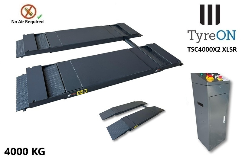 TSC4000X2 XLSR Low Profile 4T floor mounted scissor lift - Large lifting range, 66 cm wide extendable tables 148.5 to 230,5 cm - Hydromechanically locked - no air required - Гаражна опрема: slika 4 TSC4000X2 XLSR Low Profile 4T floor mounted scissor lift - Large lifting range, 66 cm wide extendable tables 148.5 to 230,5 cm - Hydromechanically locked - no air required - Гаражна опрема: slika 4