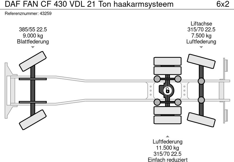 Kamion sa hidrauličnom kukom DAF FAN CF 430 VDL 21 Ton haakarmsysteem: slika 20