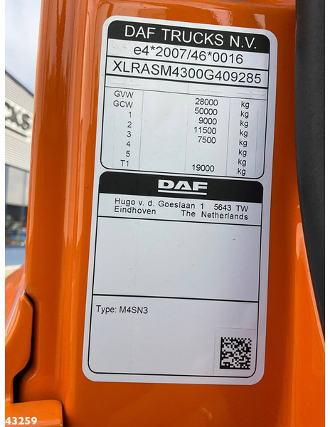 Kamion sa hidrauličnom kukom DAF FAN CF 430 VDL 21 Ton haakarmsysteem: slika 19