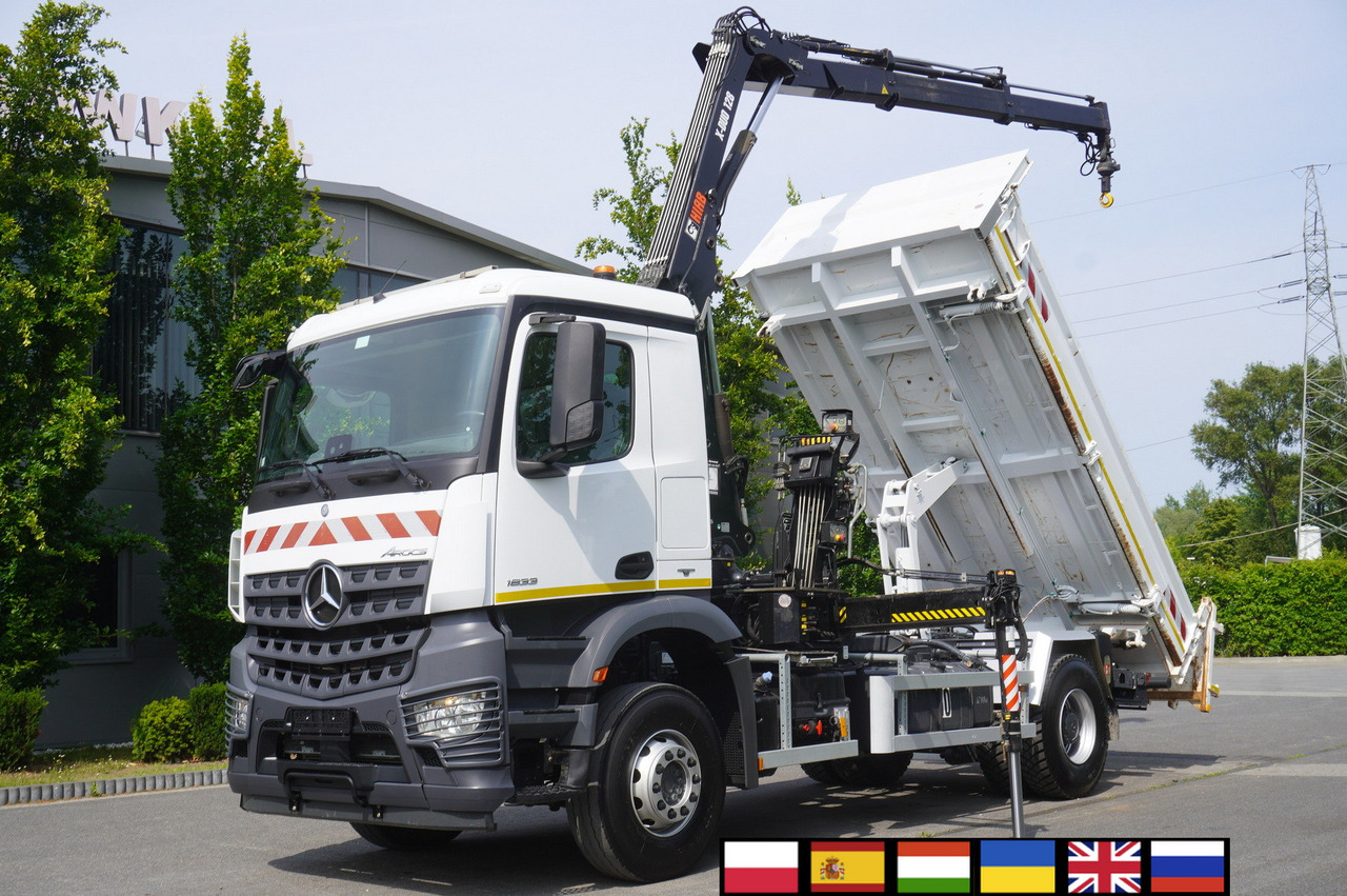 MERCEDES-BENZ Arocs 1833 / 87,000 km!!! / Hds HIAB X-DUO 128 B-2 / three-sided tipper - Istovarivač, Kamion sa dizalicom: slika 1 MERCEDES-BENZ Arocs 1833 / 87,000 km!!! / Hds HIAB X-DUO 128 B-2 / three-sided tipper - Istovarivač, Kamion sa dizalicom: slika 1