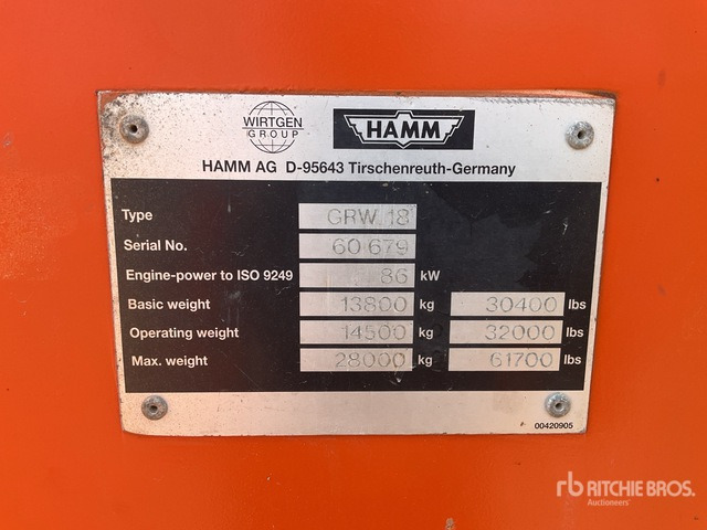 2003 Hamm GRW18 8 Wheel Pneumatic Roller - Pneumatski valjak: slika 1 2003 Hamm GRW18 8 Wheel Pneumatic Roller - Pneumatski valjak: slika 1