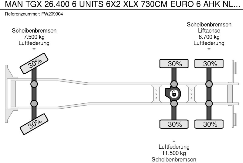 Kamion sa golom šasijom i zatvorenom kabinom MAN TGX 26.400 6 UNITS 6X2 XLX 730CM EURO 6 AHK NL Truck: slika 19