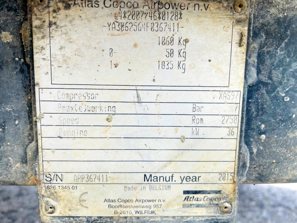 Atlas Copco XAS97 (4078) - Kompresor za vazduh: slika 3 Atlas Copco XAS97 (4078) - Kompresor za vazduh: slika 3