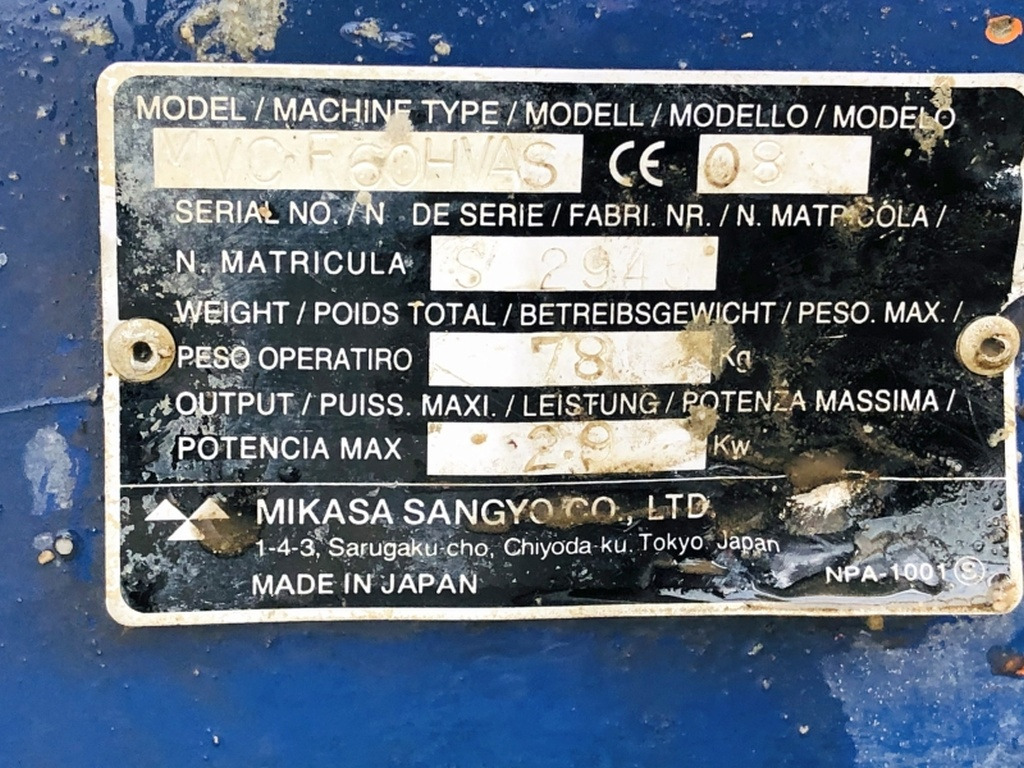 Diverses MIKASA MVCF60HVAS (3931) - Vibraciona ploča: slika 3 Diverses MIKASA MVCF60HVAS (3931) - Vibraciona ploča: slika 3