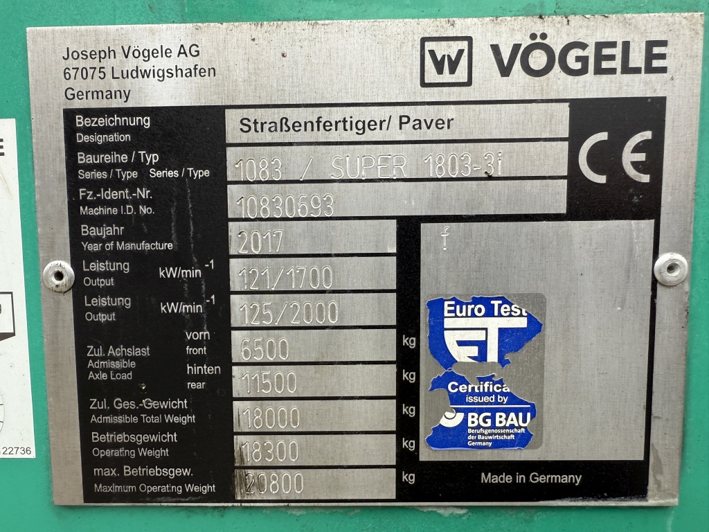 Asfaltni finišer Vögele Super 1803-3i (111717): slika 9 Asfaltni finišer Vögele Super 1803-3i (111717): slika 9
