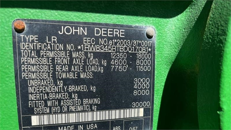 John Deere 8345R Med frontlift - Traktor: slika 2 John Deere 8345R Med frontlift - Traktor: slika 2