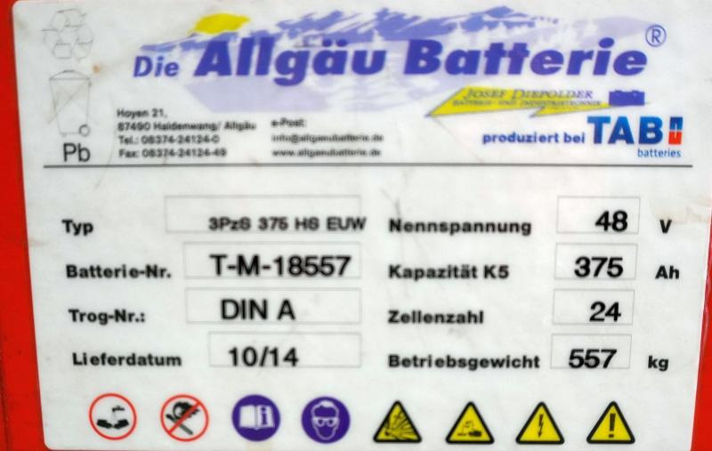 ALLGÄU BATTERIE 48 Volt 3 PzS 375 Ah - Baterija za Oprema za rukovanje materijalima: slika 4 ALLGÄU BATTERIE 48 Volt 3 PzS 375 Ah - Baterija za Oprema za rukovanje materijalima: slika 4