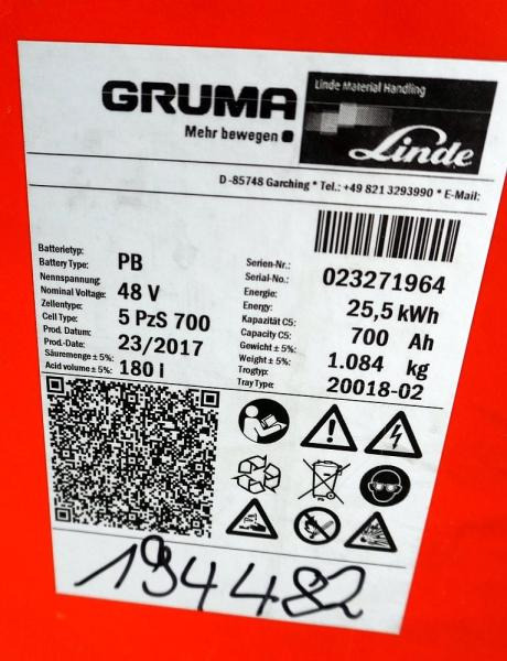 GRUMA 48 Volt 5 PzS 700 Ah - Baterija za Oprema za rukovanje materijalima: slika 5 GRUMA 48 Volt 5 PzS 700 Ah - Baterija za Oprema za rukovanje materijalima: slika 5