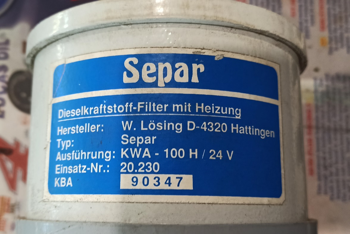Fuel water separator SEPAR KWA 100H 24V - Sistem goriva za Druga mašina: slika 2 Fuel water separator SEPAR KWA 100H 24V - Sistem goriva za Druga mašina: slika 2