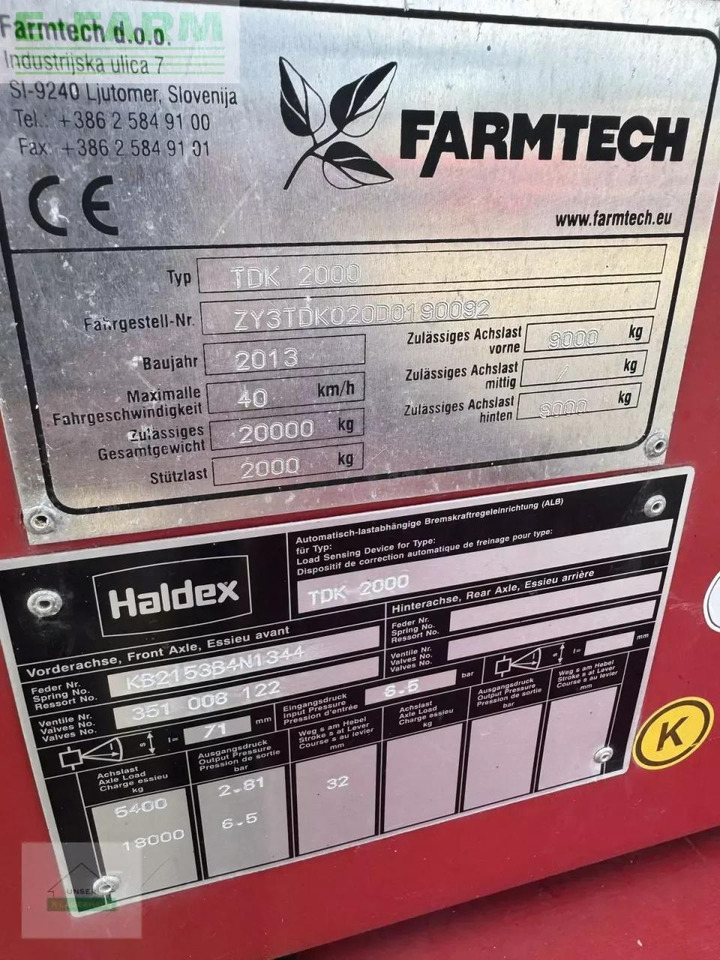 Farmtech 2000 - Traktorska prikolica za farmu/ Kiper: slika 4 Farmtech 2000 - Traktorska prikolica za farmu/ Kiper: slika 4