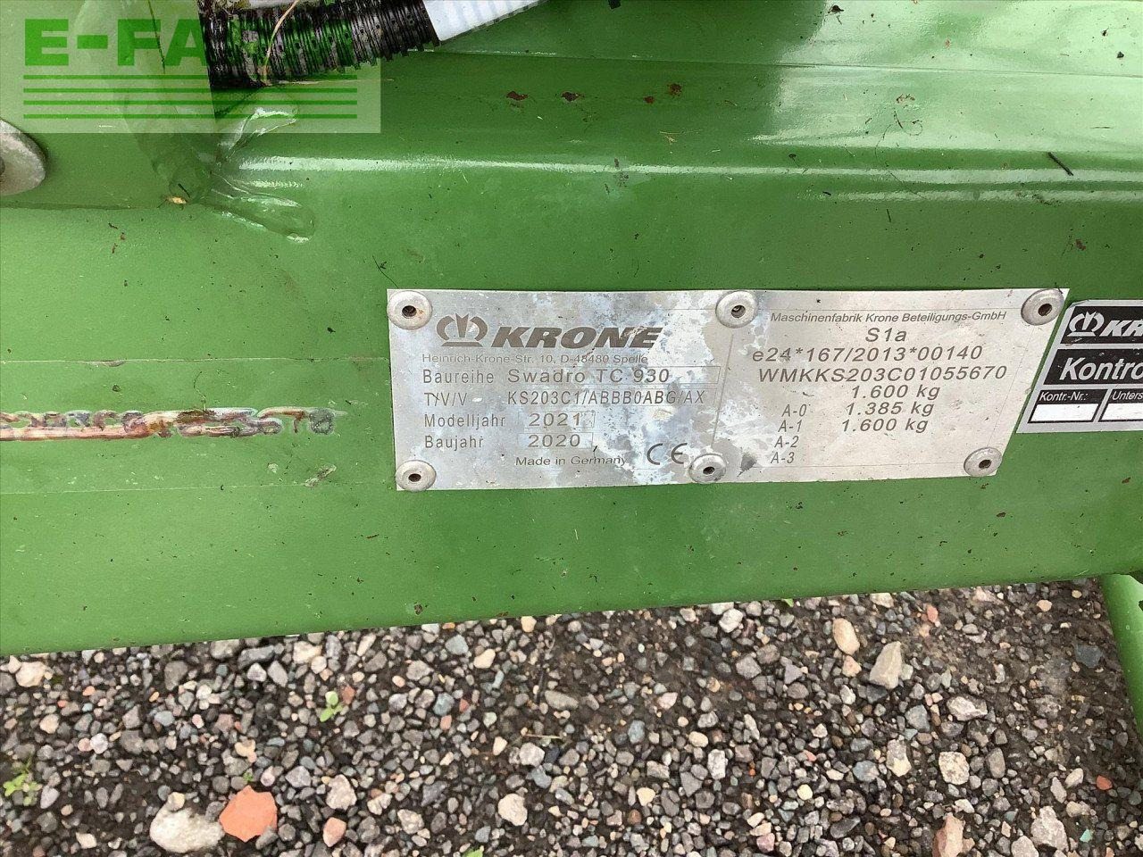 Krone SWADRO TC930 - Prevrtač/ Grabuljač: slika 3 Krone SWADRO TC930 - Prevrtač/ Grabuljač: slika 3