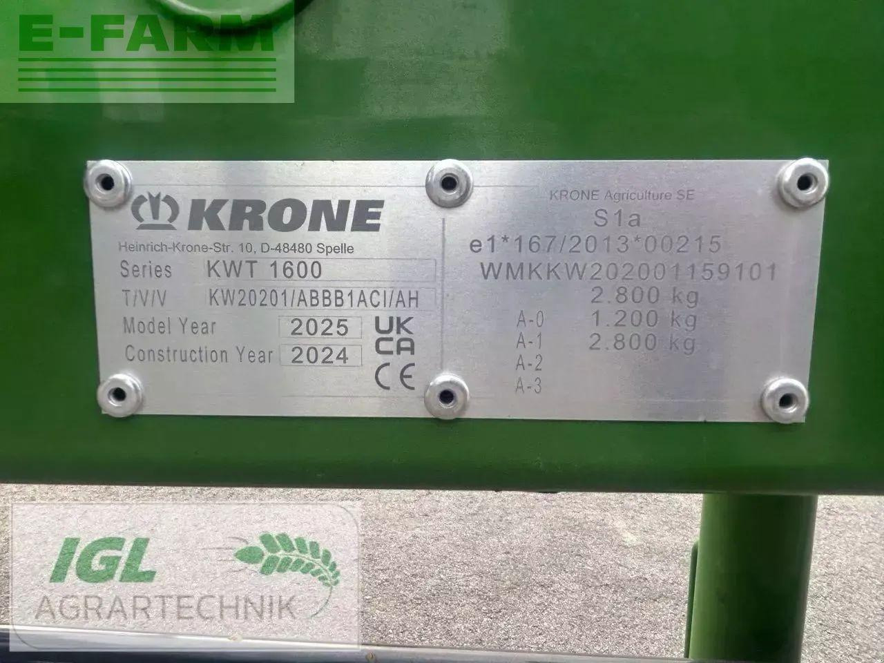 Prevrtač/ Grabuljač Krone kwt 1600: slika 7
