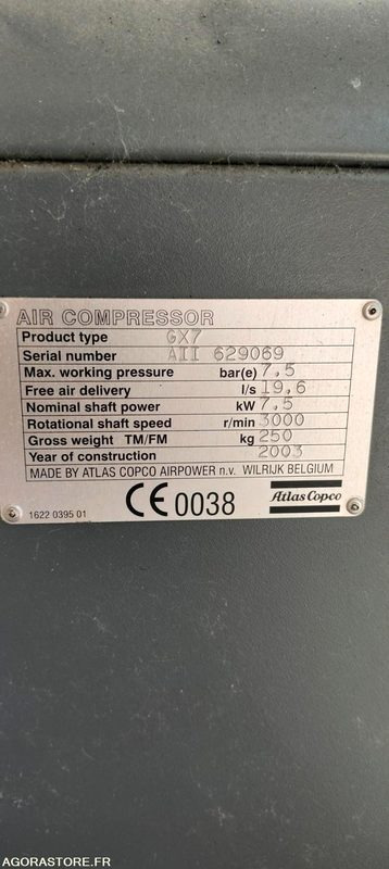 Compresseur Atlas GX7 - Kompresor za vazduh: slika 3 Compresseur Atlas GX7 - Kompresor za vazduh: slika 3