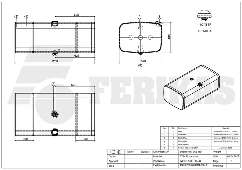 Novu Rezervoar za gorivo za Kamion Iveco New aluminum fuel tank 350L: slika 7 Novu Rezervoar za gorivo za Kamion Iveco New aluminum fuel tank 350L: slika 7