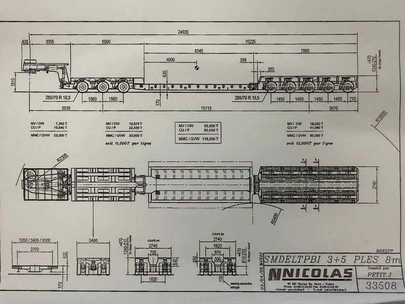Niska poluprikolica za prevoz Nicolas 5+3 REMOTE CONTROLE, 116 TON GVW: slika 17