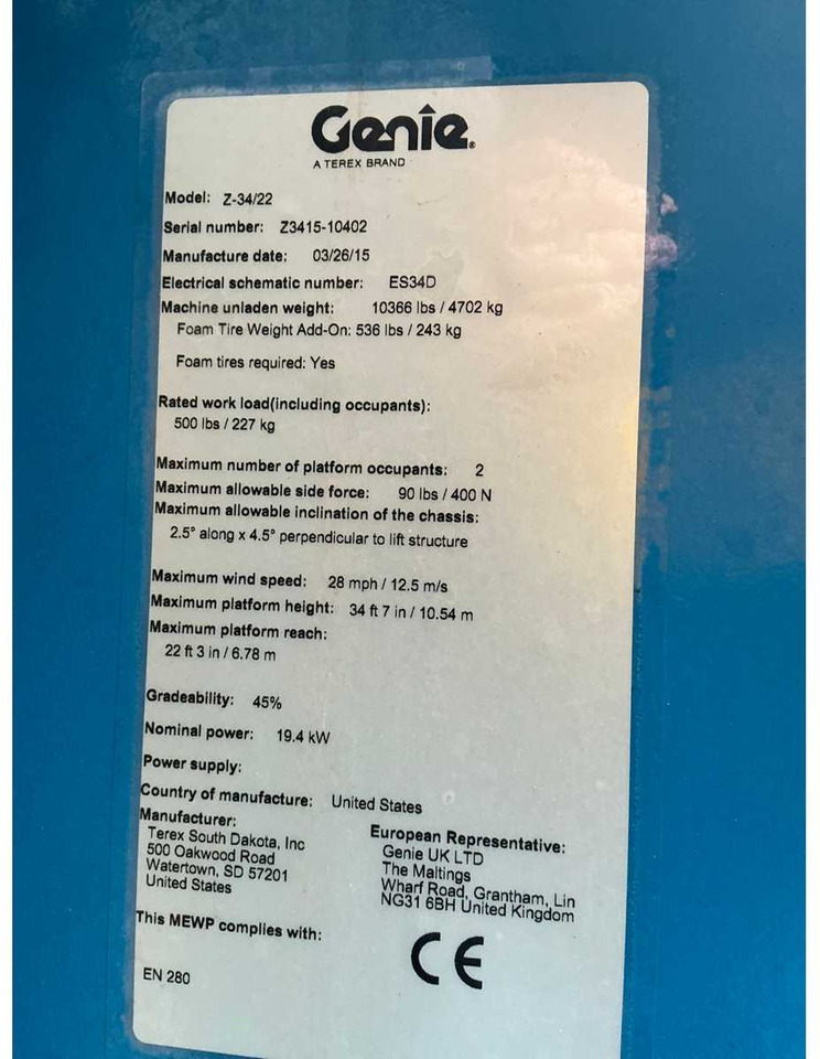 Vazdušna platforma Genie Z-34/22: slika 25 Vazdušna platforma Genie Z-34/22: slika 25