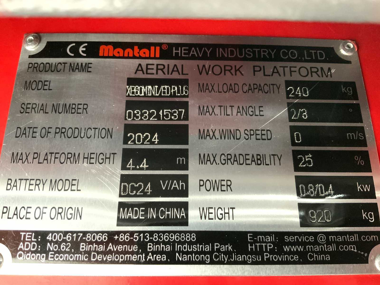Vazdušna platforma Mantall MANTALL - XE-60 MINI - SCISSOR LIFT AERIAL PLATFORM 6.4M: slika 11