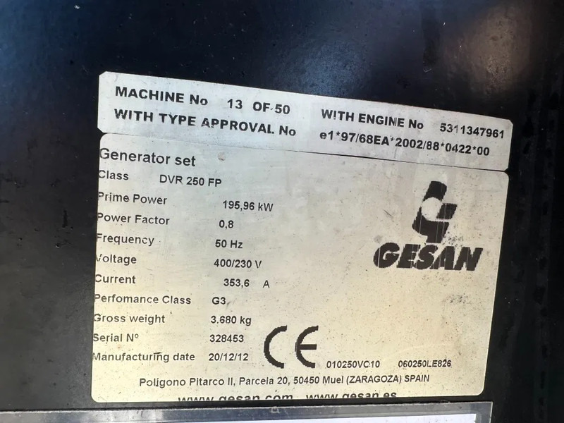 Set generatora GESAN DVR 250 Volvo leroy Somer 275 kVA Silent Rental generatorset: slika 6
