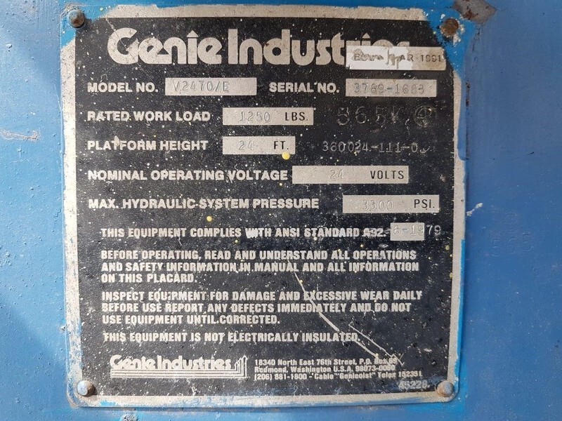 Genie V2470 / E Elektra 4x2 Schaarhoogwerker 10 meter werkhoogte - Lift u obliku makaza: slika 5 Genie V2470 / E Elektra 4x2 Schaarhoogwerker 10 meter werkhoogte - Lift u obliku makaza: slika 5