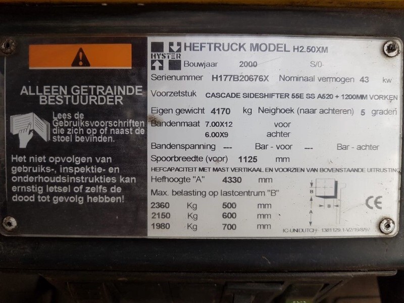 Hyster H2.50XM 2.5 ton Duplex Sideshift LPG Heftruck - Gasni viljuškar: slika 4 Hyster H2.50XM 2.5 ton Duplex Sideshift LPG Heftruck - Gasni viljuškar: slika 4