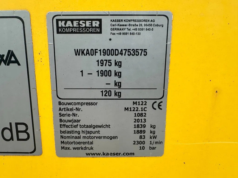 Kaeser M122 Deutz 11.1 m3 / min 10 Bar 83 kW Mobiele Diesel Compressor - Kompresor za vazduh: slika 3 Kaeser M122 Deutz 11.1 m3 / min 10 Bar 83 kW Mobiele Diesel Compressor - Kompresor za vazduh: slika 3
