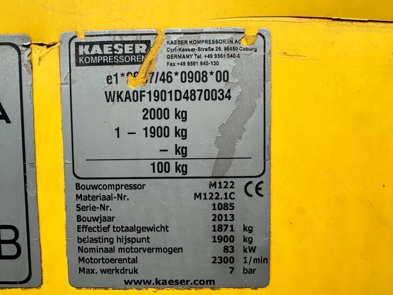 Kaeser M122 Deutz 11.1 m3 / min 7 Bar 83 kW Mobiele Diesel Compressor - Kompresor za vazduh: slika 3 Kaeser M122 Deutz 11.1 m3 / min 7 Bar 83 kW Mobiele Diesel Compressor - Kompresor za vazduh: slika 3