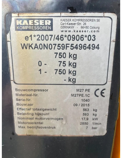 Kompresor za vazduh Kaeser M27 Kubota 2,7 m3 / min 7 Bar 18 kW Mobiele Silent Diesel Compressor: slika 13
