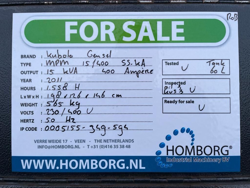 Set generatora Kubota GenSet MPM 15/400 SS-KA 15 kVA 400 Amp Silent Las generatorset: slika 18