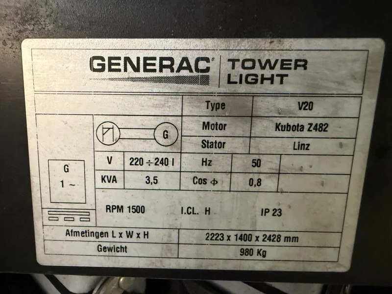 Kubota Generac V20 TowerLight 9 meter LED Lichtmast Aggregaat - Toranj za osvetljenje: slika 4 Kubota Generac V20 TowerLight 9 meter LED Lichtmast Aggregaat - Toranj za osvetljenje: slika 4
