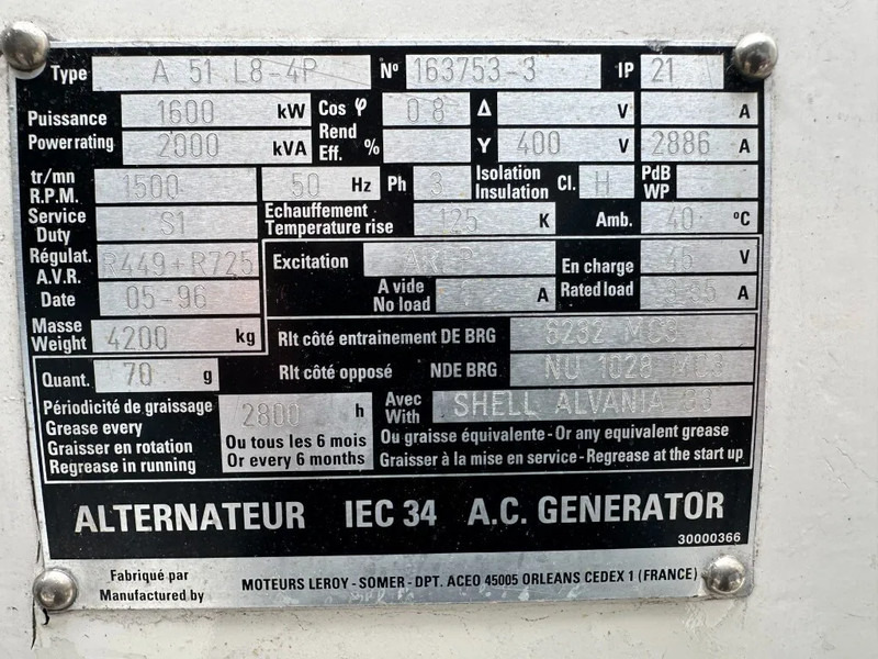 Set generatora SDMO MS2000 MTU Leroy Somer 2000 kVA generatorset: slika 10 Set generatora SDMO MS2000 MTU Leroy Somer 2000 kVA generatorset: slika 10