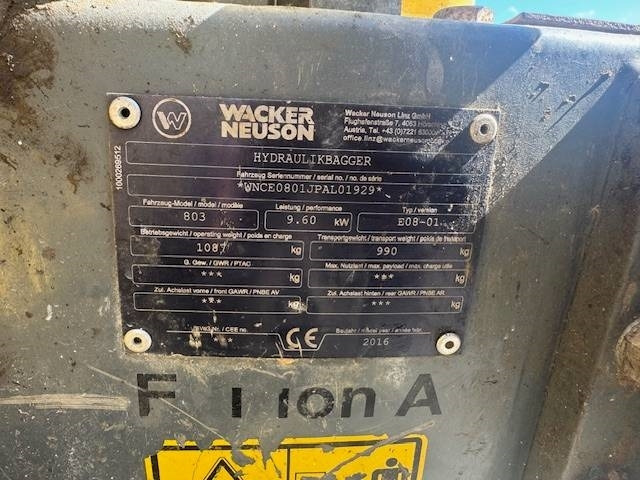 Mini bager Wacker Neuson 803: slika 12 Mini bager Wacker Neuson 803: slika 12
