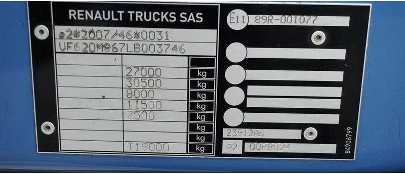 Kamion sa ceradom Renault D 320 / EURO 6 / FIRANKA + WINDA / 21 PALET / ŁAD. 16 530 KG: slika 11
