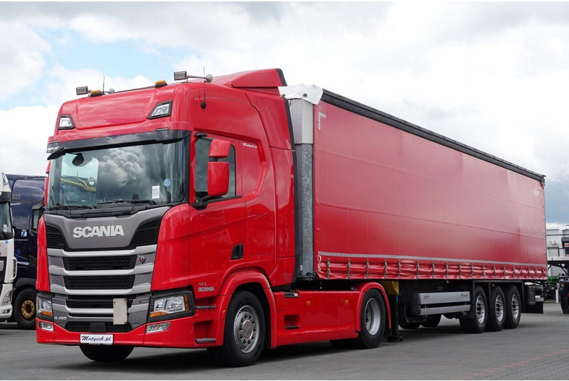 Scania R 450 / OPONY 100% / 2021 ROK / ZESTAW / FIRANKA / MULDA DO STAL - Tegljač: slika 1 Scania R 450 / OPONY 100% / 2021 ROK / ZESTAW / FIRANKA / MULDA DO STAL - Tegljač: slika 1